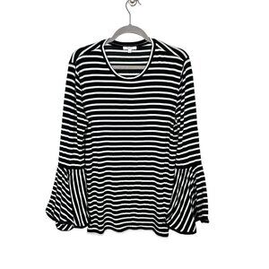 Maette striped‎ top with bell sleeves
